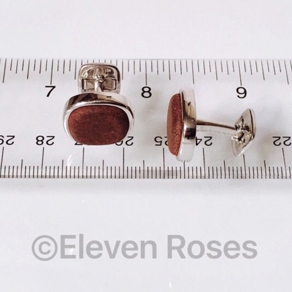 David Yurman Sterling & Leather Cushion Cufflinks - Picture 3 of 5